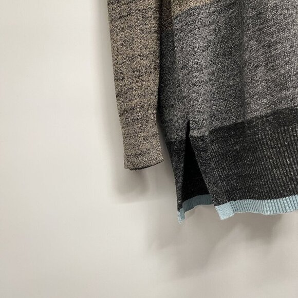 NEW Gap Striped Snap Turtle Neck Long Tunic Sweater Knit Top Split Cowl Sweater - Picture 7 of 9